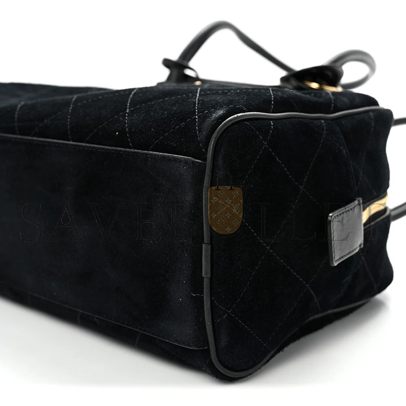CHANEL MASTER SUEDE CALFSKIN LARGE PERFECT BOWLING BAG BLACK AS62110 (35.5*19*12.5cm)